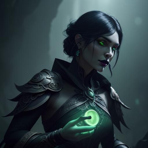 Mysterious Woman with Quill in Fantasy Concept Art