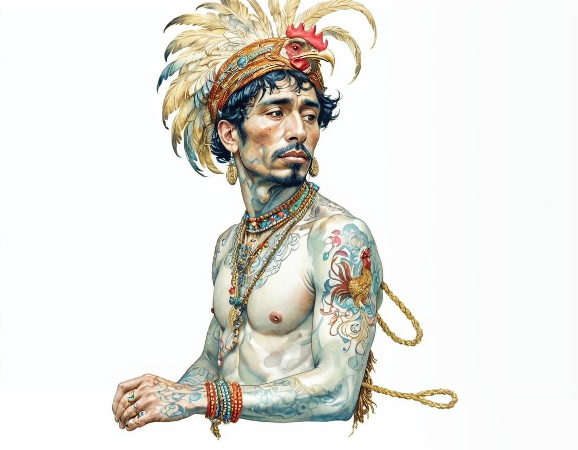 Ornate Art Nouveau Portrait of a Campesino