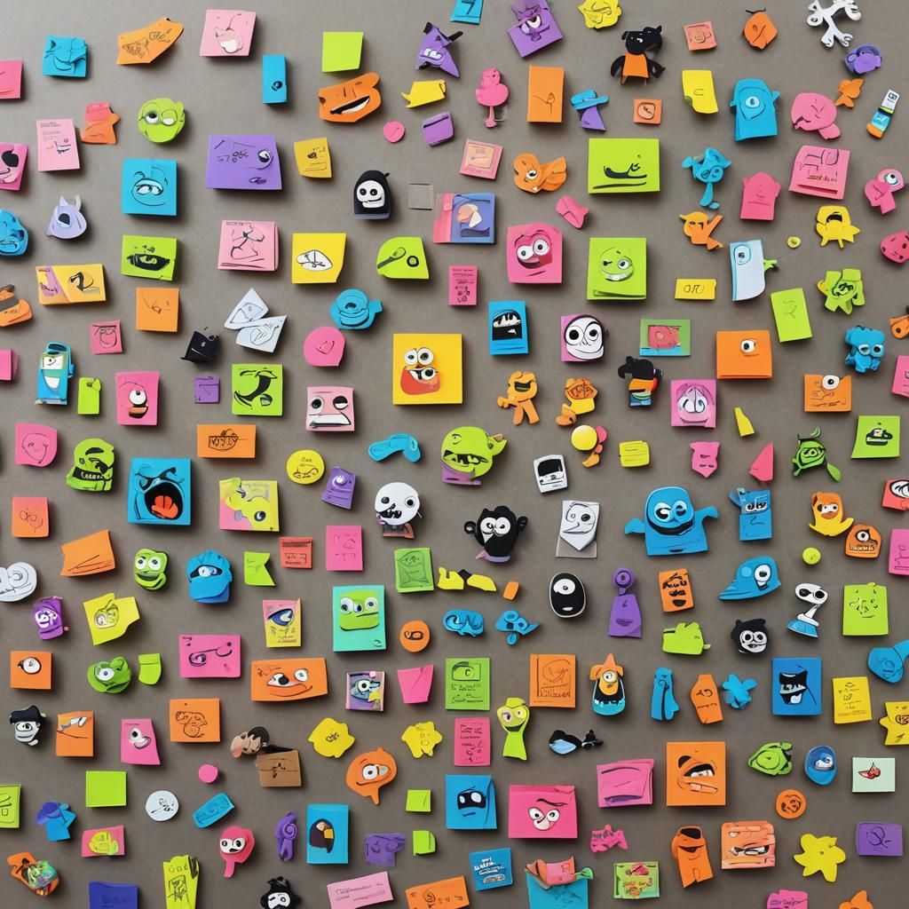 Pixar-Style 3D Cartoon with Fluorescent Notes