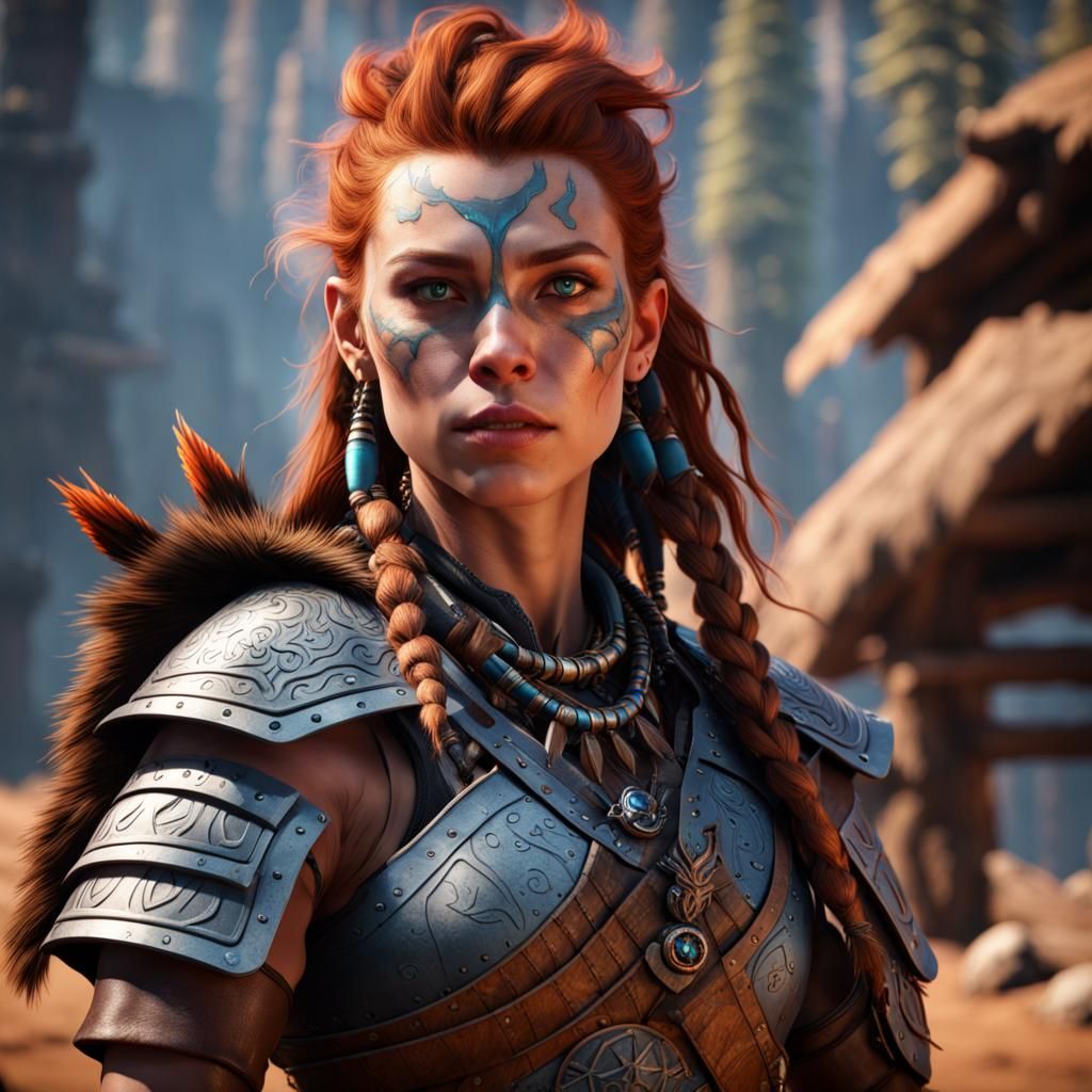 Aloy Portrait in Animal Hide Armor