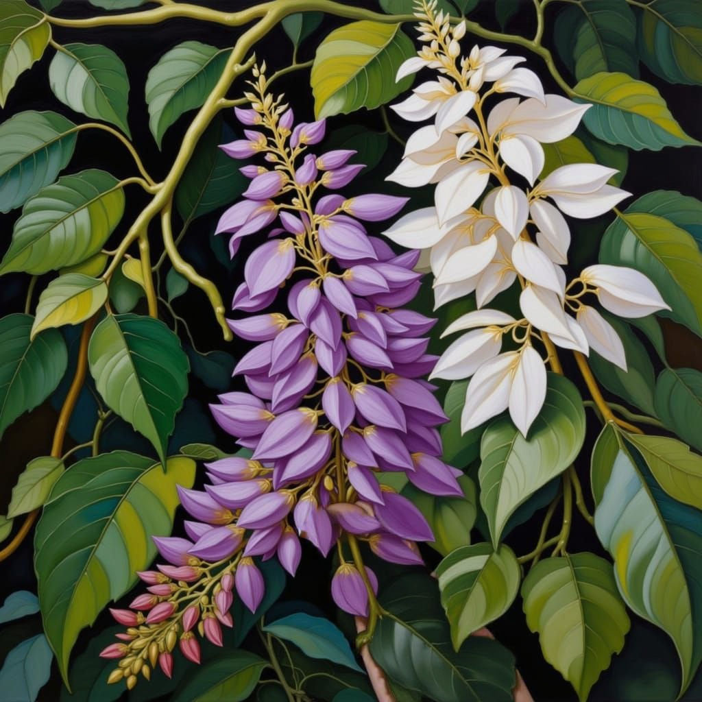 Wisteria Lady Adorned with Gold Foil and Floral Elements