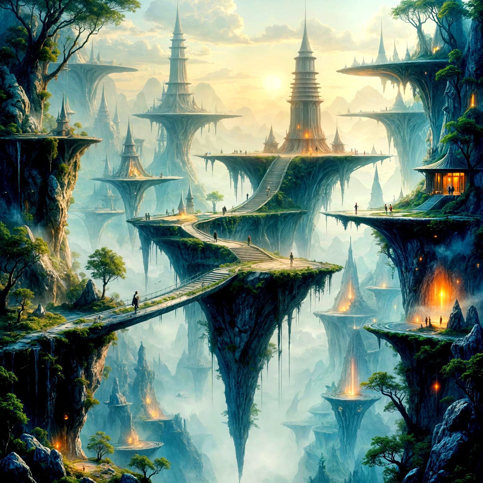 Surreal Floating Islands Above Endless Void