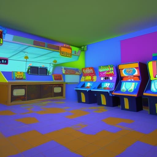 90's Arcade Party Room in 3D Style