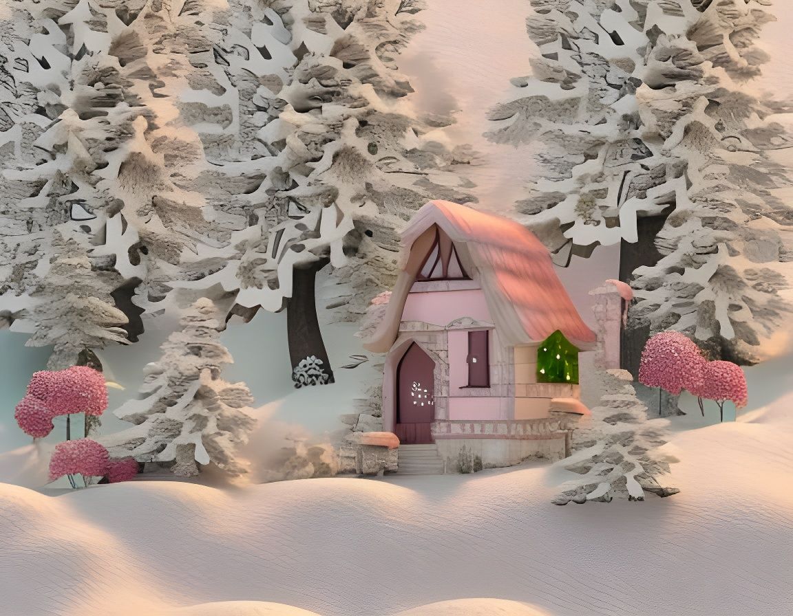 Enchanting Winter Fairytale in Rococo 3D Style