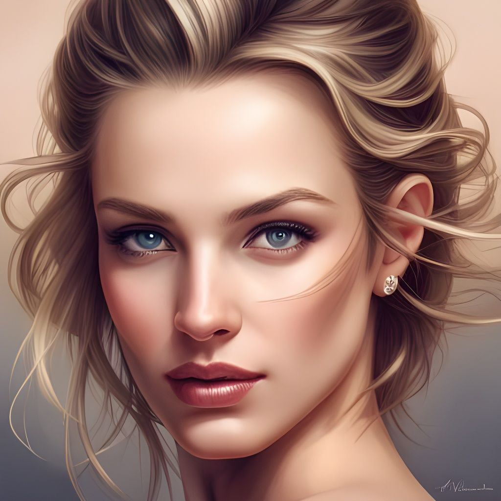 Blonde Woman Portrait with Crystal Eyes, Hyperdetailed Art