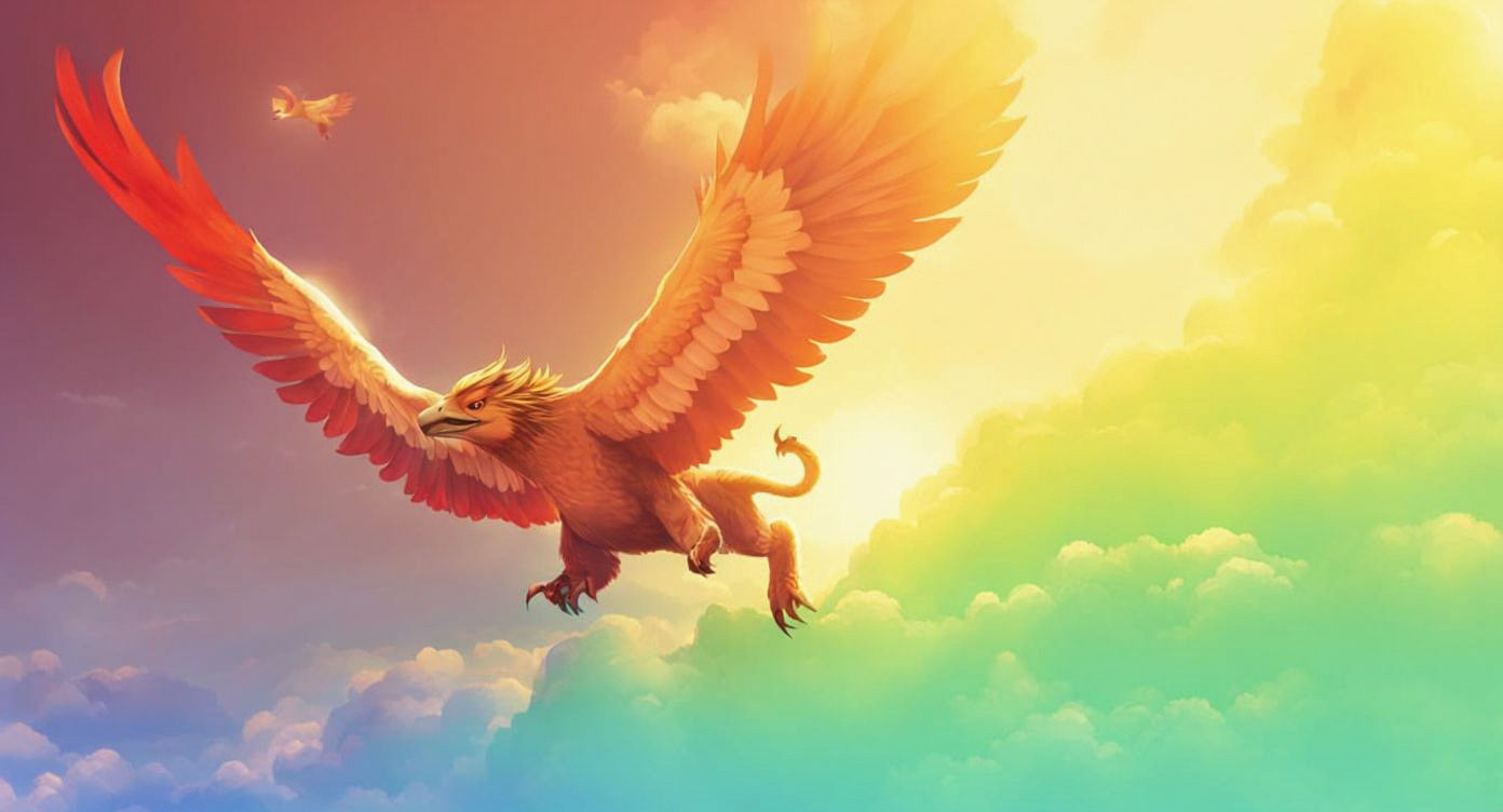 Gryphon Soaring Over Floating Islands in Singapore