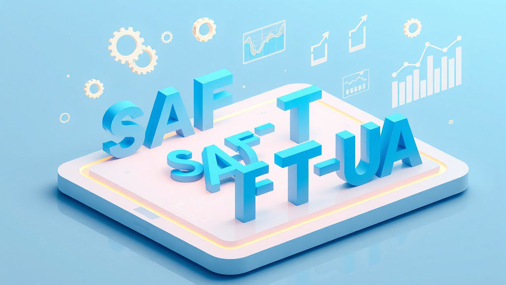 Isometric 3D Text 'SAF-T UA' with Data Graphics