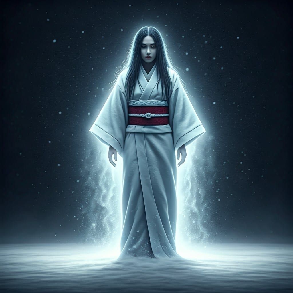 Ethereal Portrait of Yuki Onna in a Blizzard