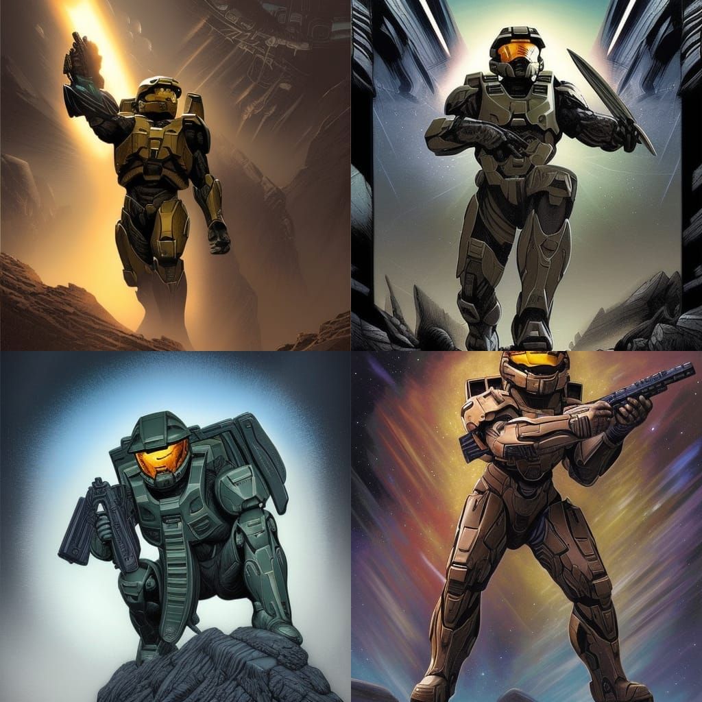 Halo Spartan in Comic Book Art Style