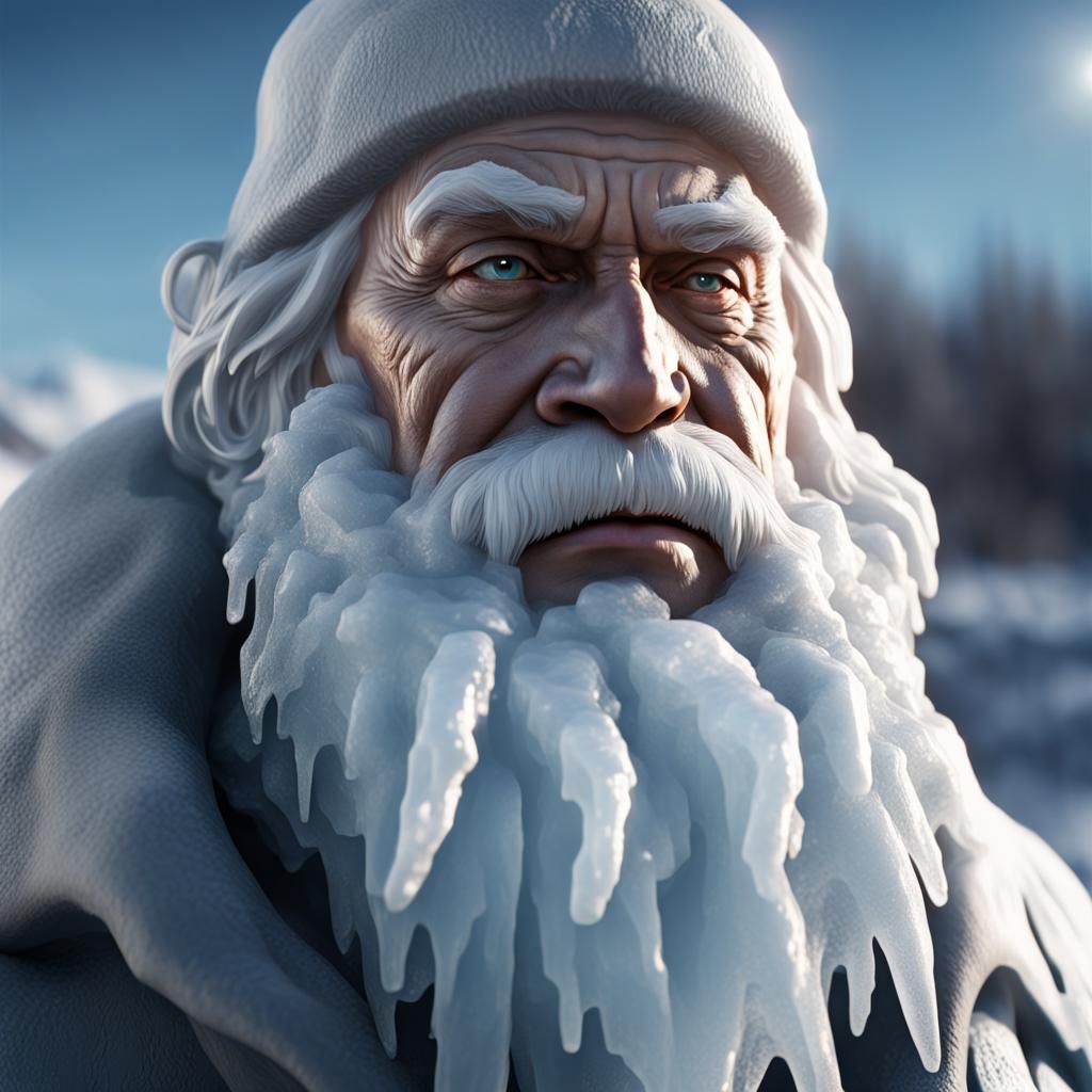 Ice Sculpture Portrait of Old Man Winter