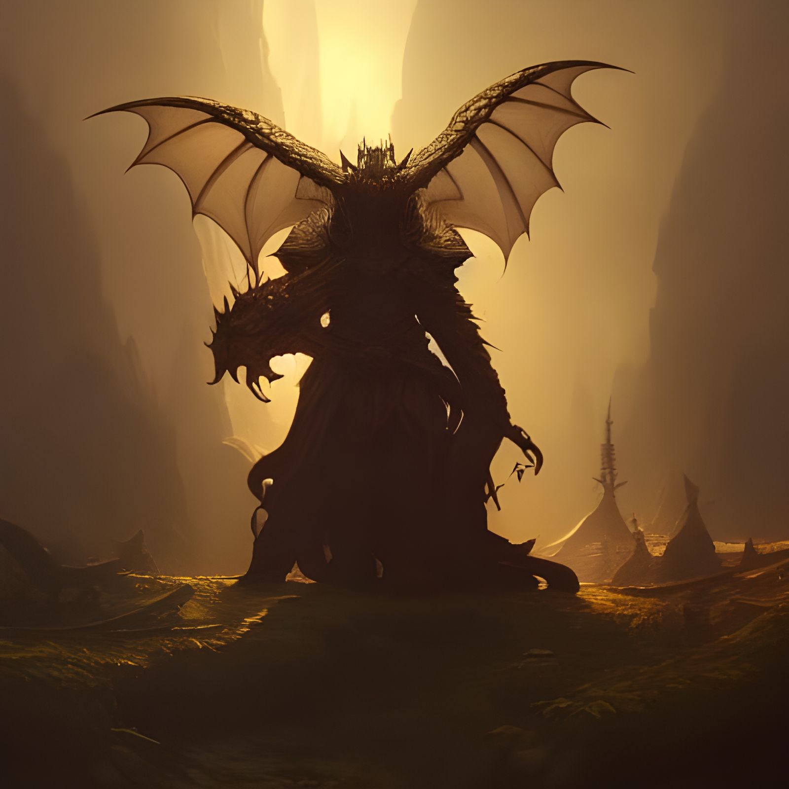 Epic Dragon Warrior in Dark Fantasy Style