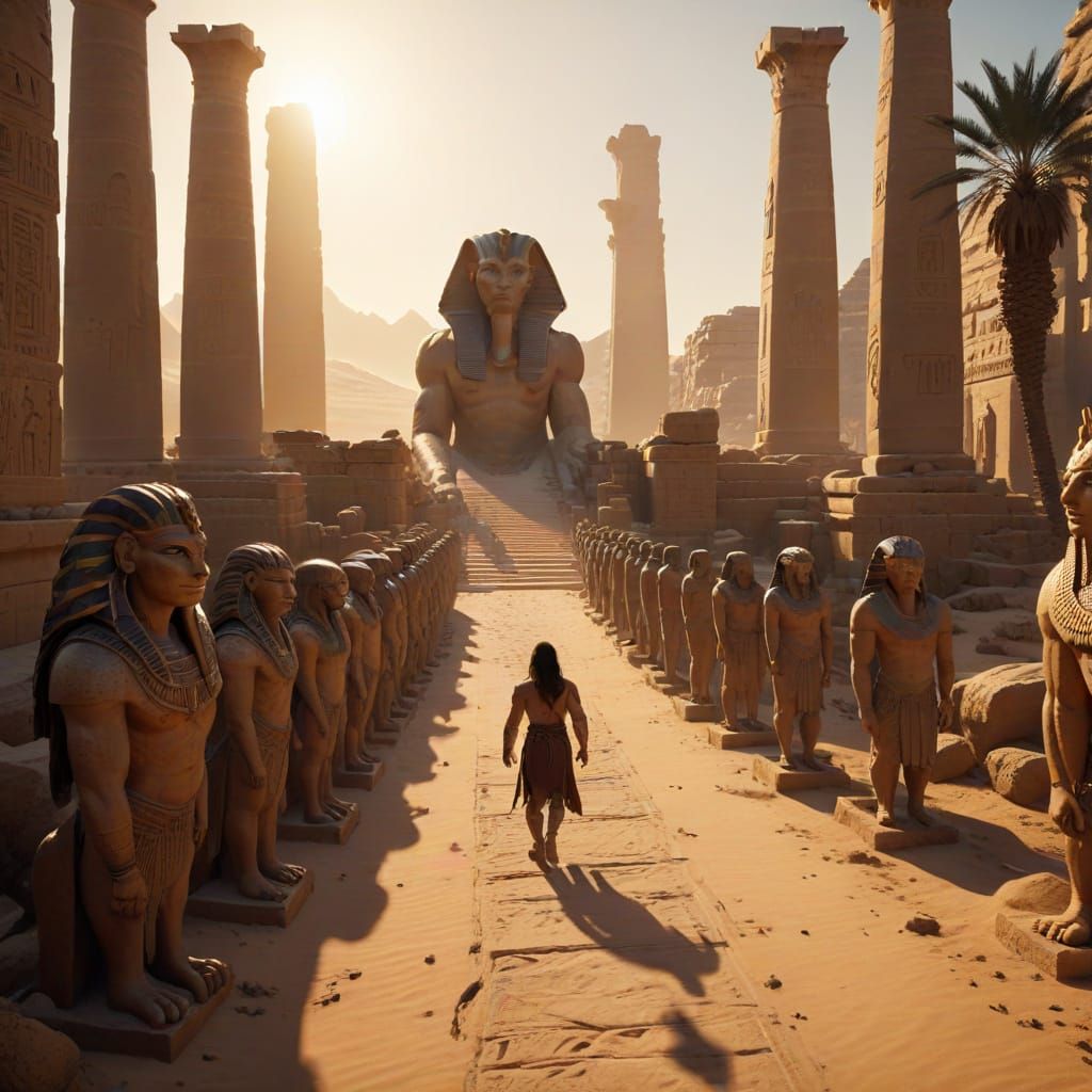 Conan the Barbarian Approaches Ancient Egyptian Temple Ruins...