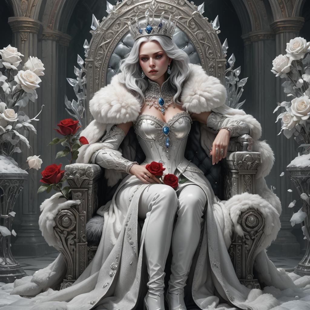 Gothic Queen with Crystal Throne, Digital Art