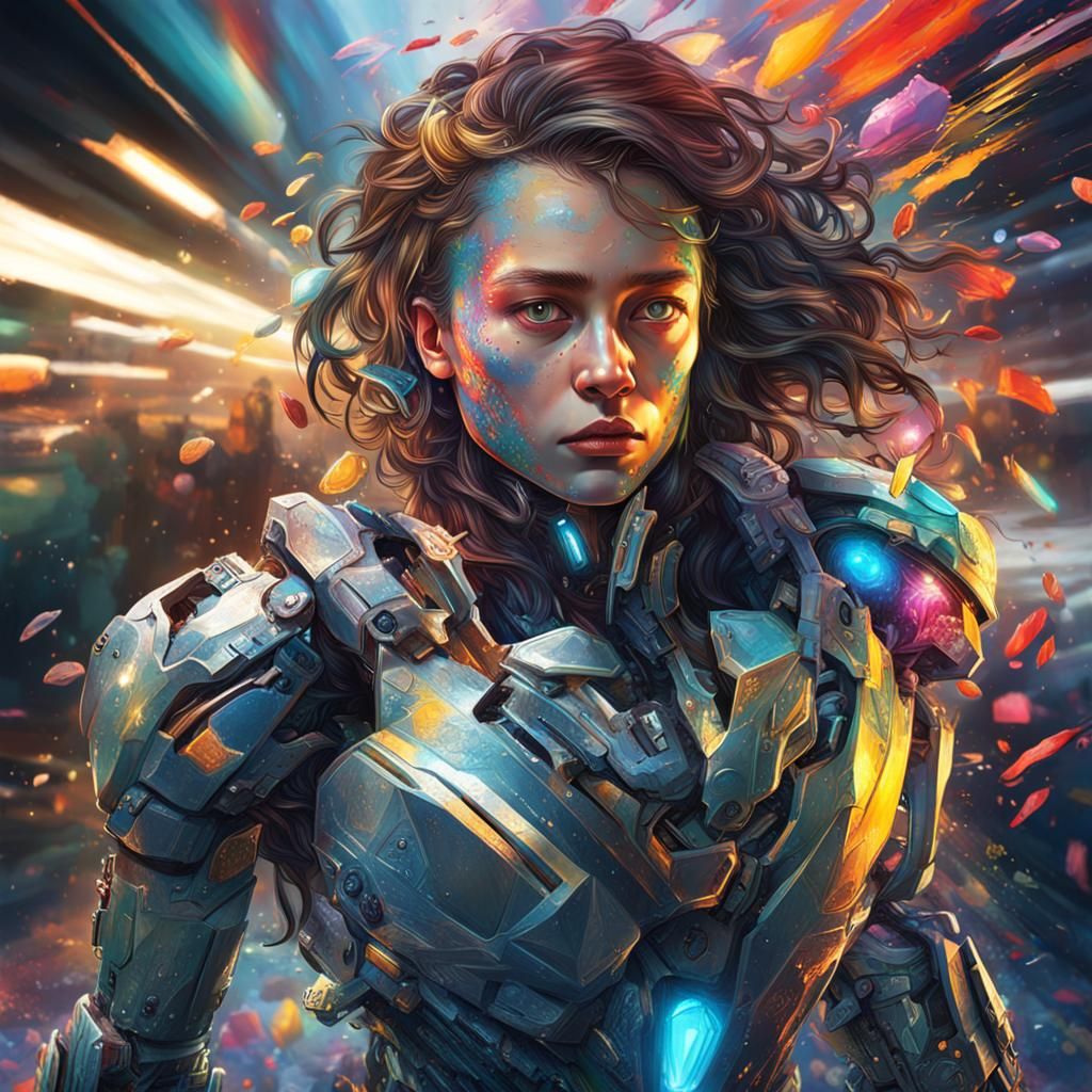 Hyperrealistic AI Face with Colorful Background