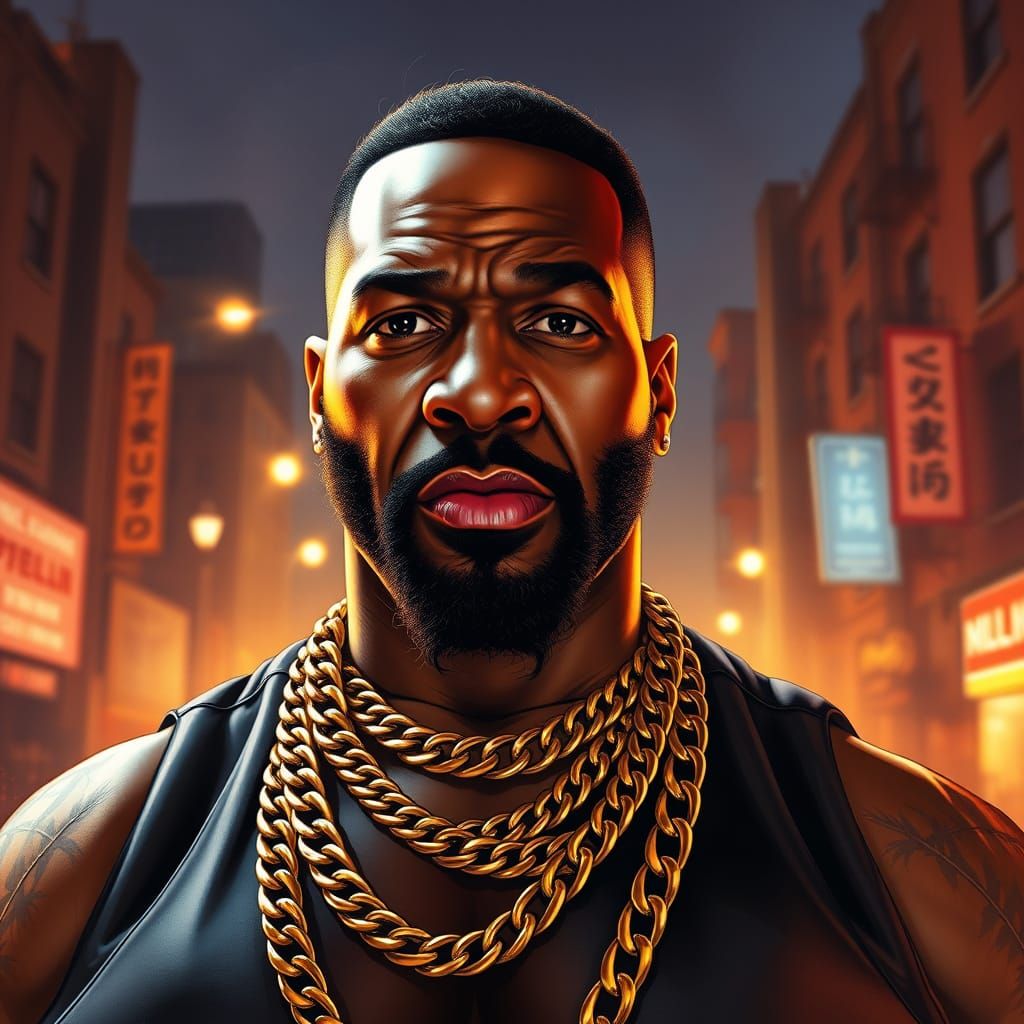 Charismatic Mr. T in Iconic Gold Chains