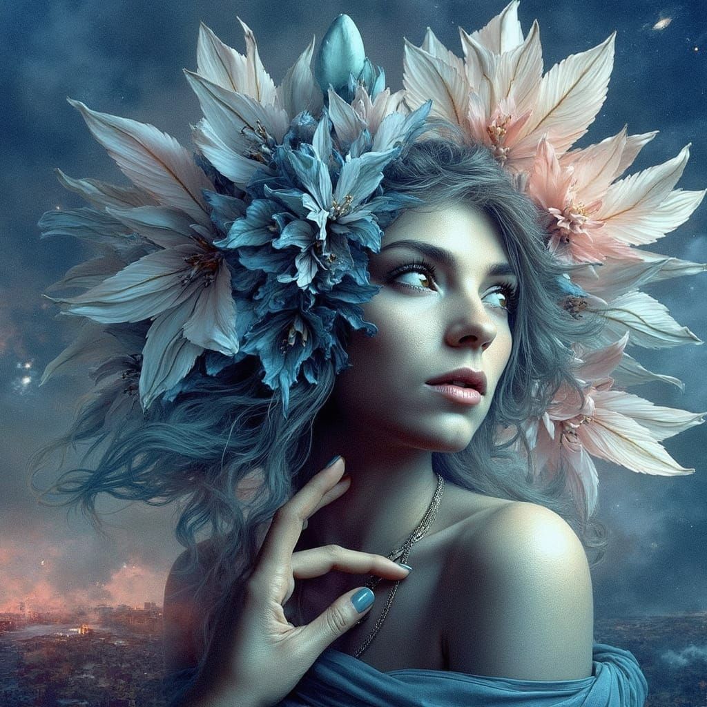 Surreal Ornamental Madness Digital Portrait in Dreamcore Sty...