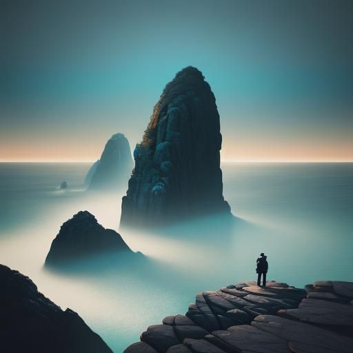 Plesioth on Rocky Shore in Low-Poly Street Art