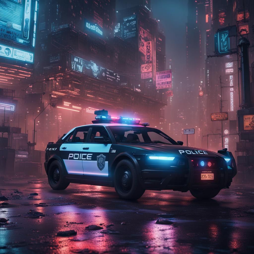 Cyberpunk Police in Detailed Matte Painting