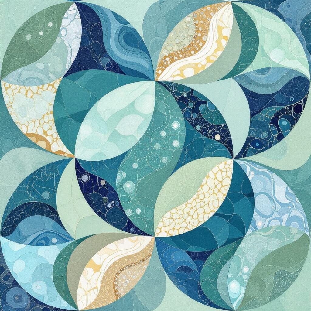 Ten Divided Circles in a Fluid Sea-Inspired Pattern
