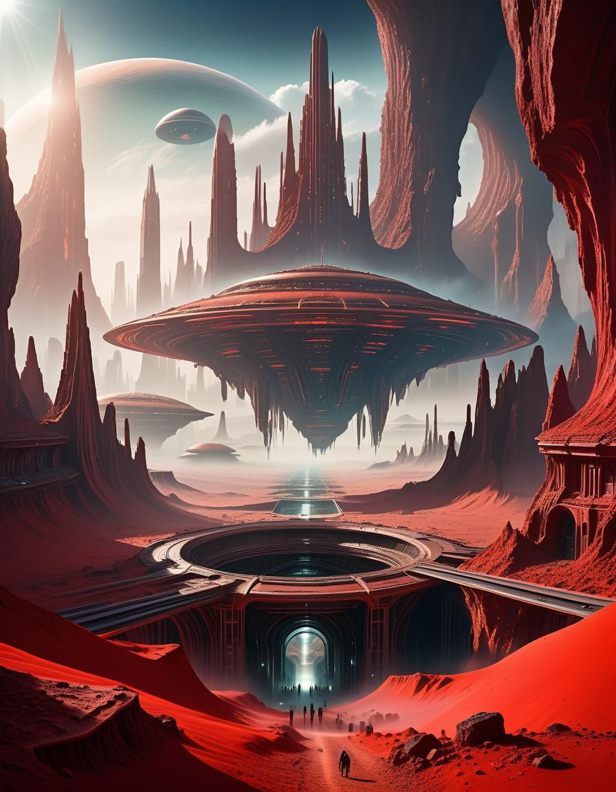 Surreal Alien City on Red Planet
