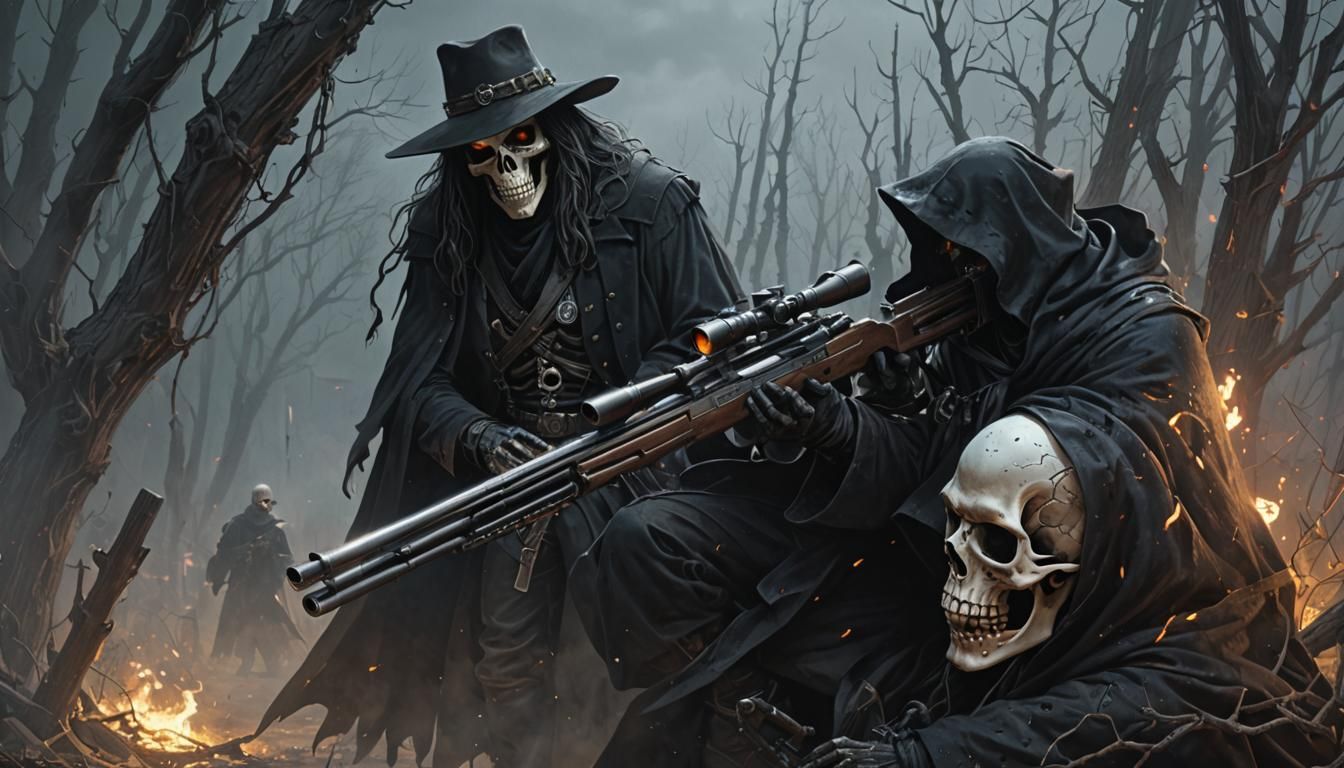 Grim Reaper Sniper in Dark Fantasy Style
