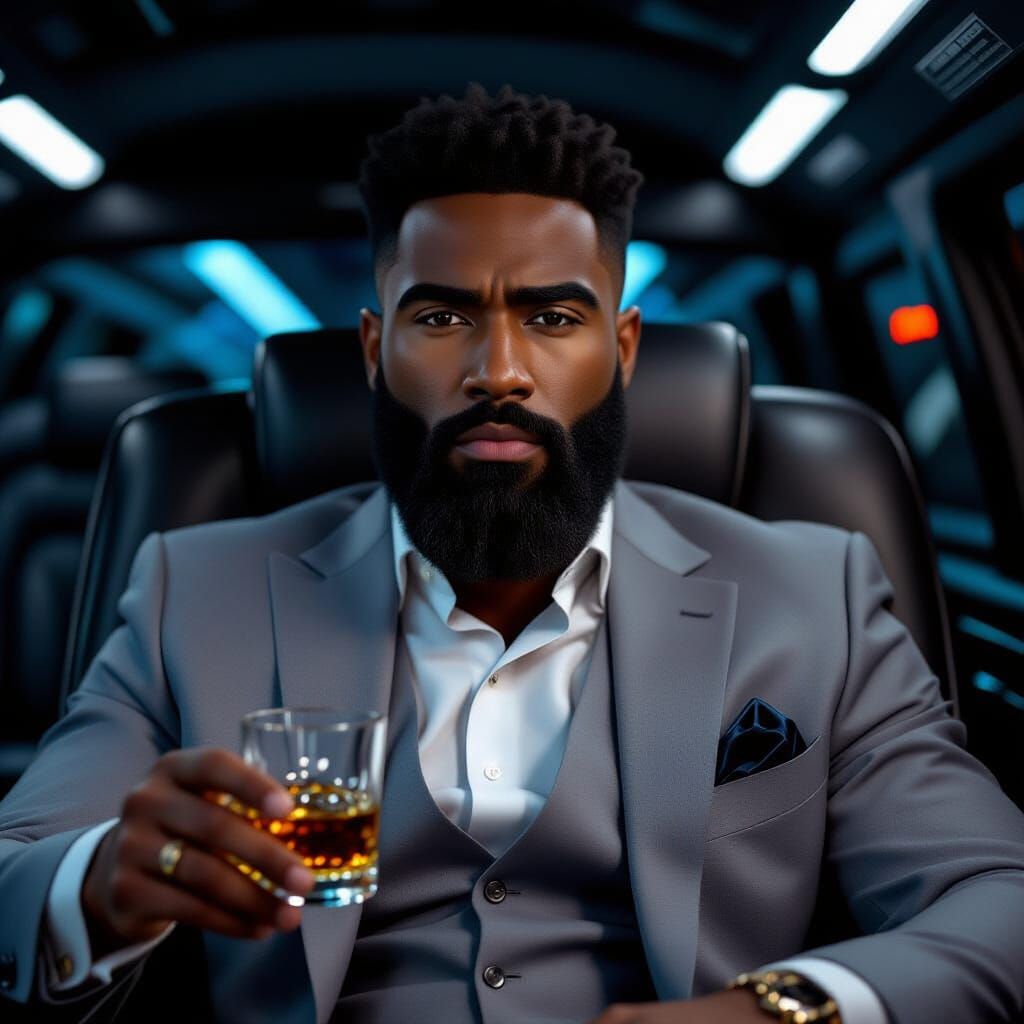 Stylish Black Man in Luxury Car: Pixar-Style 3D Portrait
