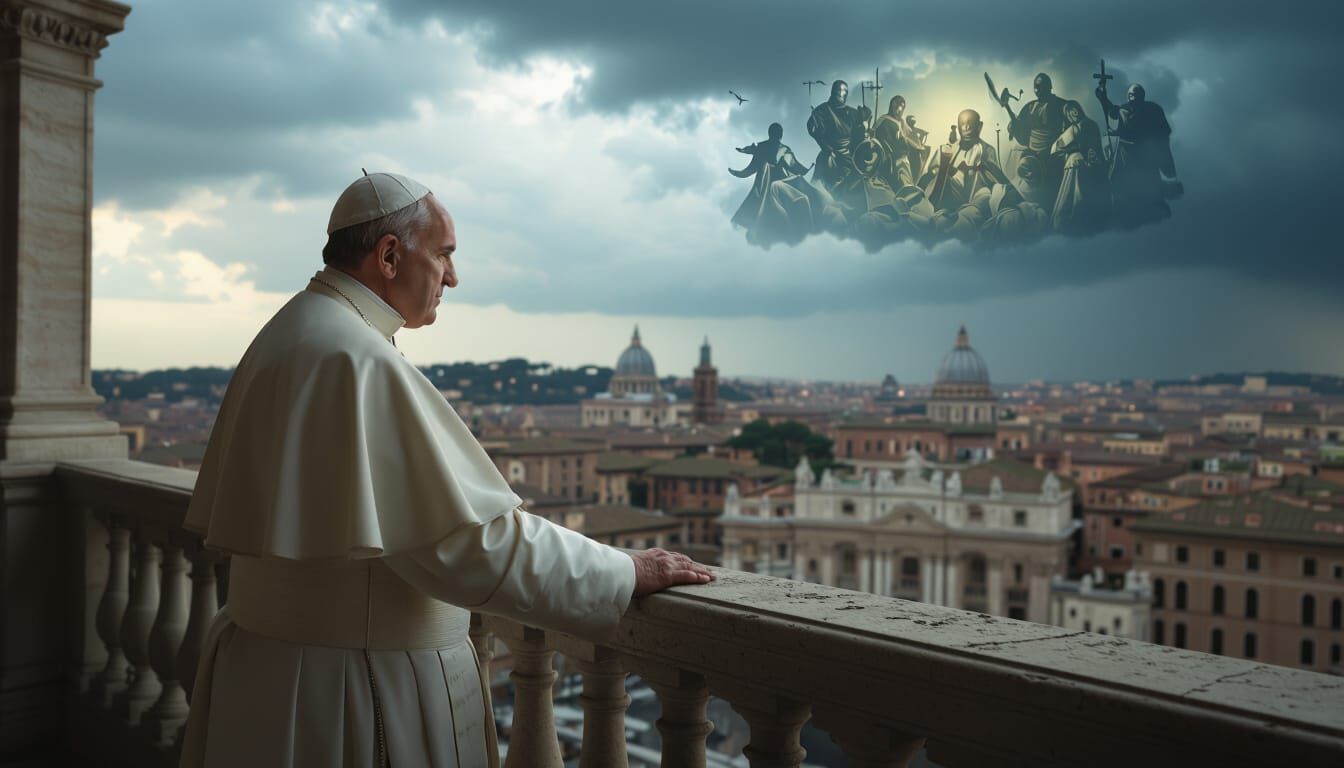 Pope John I Overlooks Stormy Rome