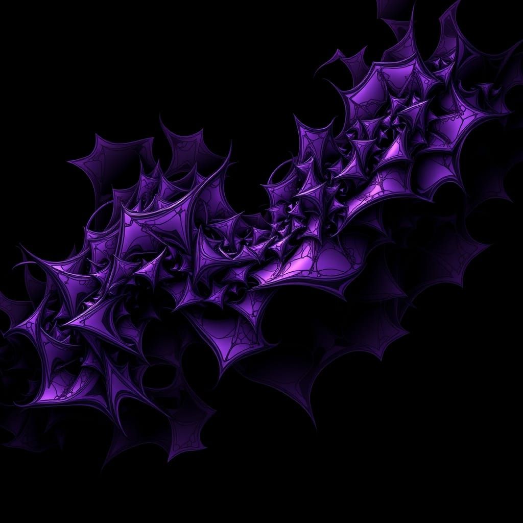 Abstract Fractal Art of Chaotic Regrets in Purple and Black