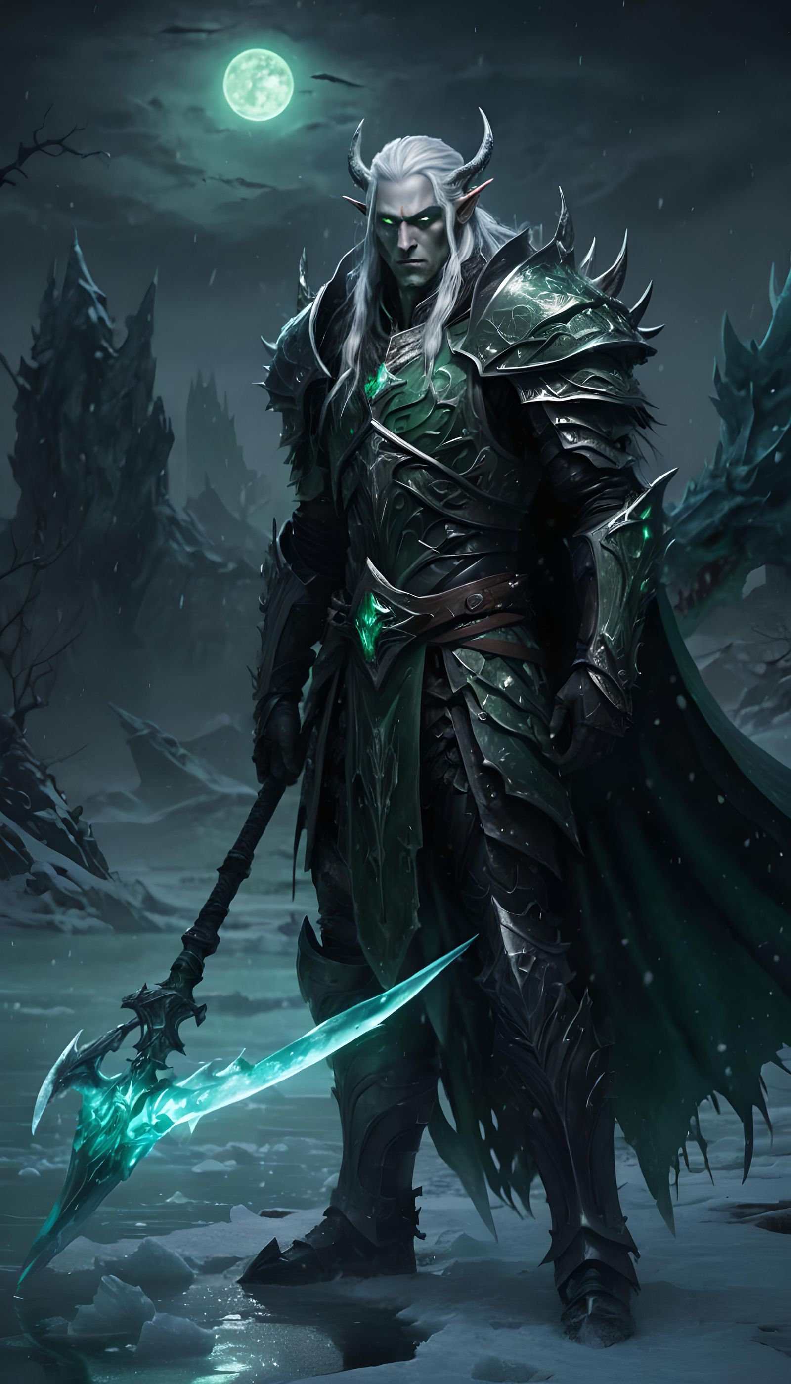 Blood Elf Death Knight with Bone Dragon