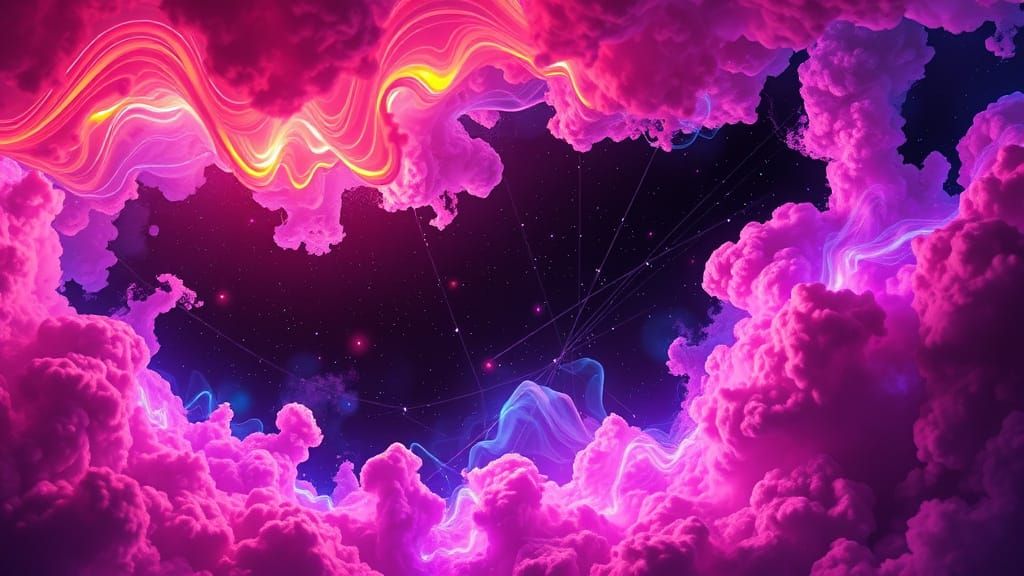 Fiberoptic Cables Leap Through Rainbow Nebulae