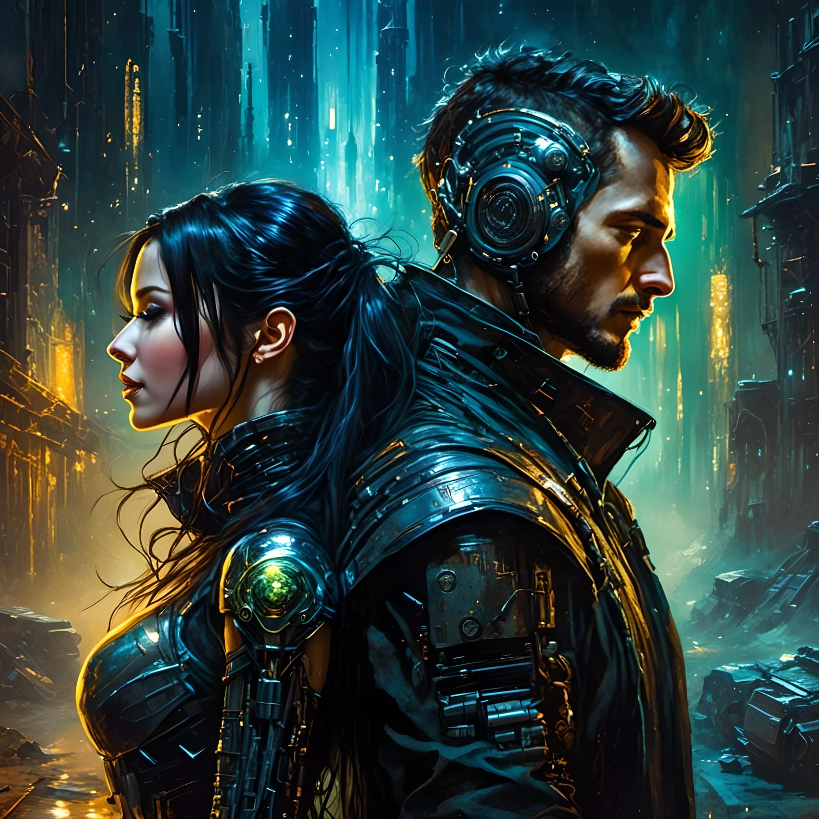 Cyborg Kiss in Desolate Trashpunk World