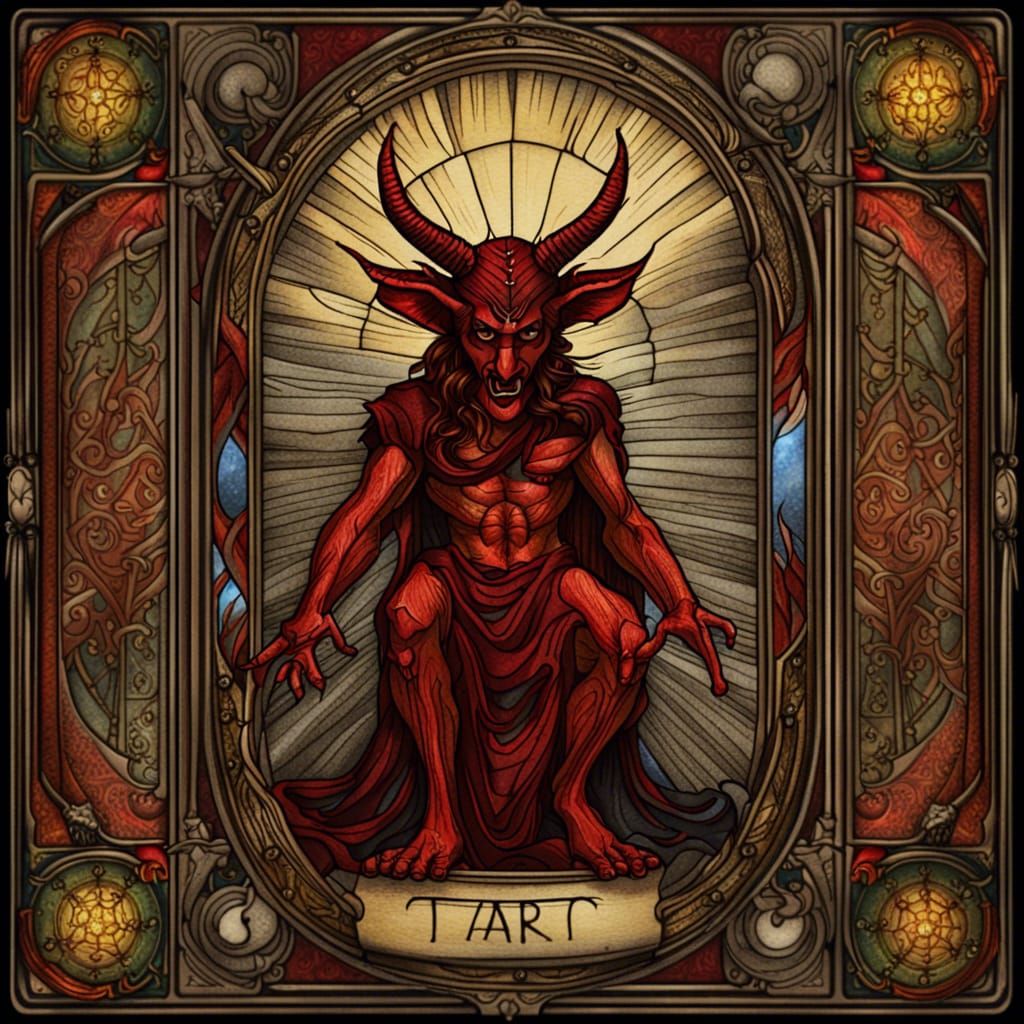 Intricate Tarot Card Depicting The Devil