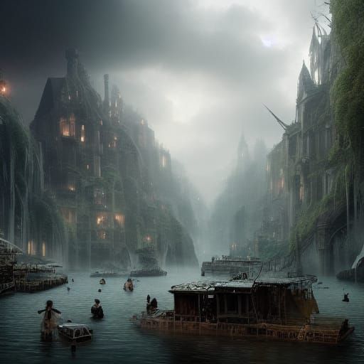 Dramatic Drowning Scene in Digital Matte Painting