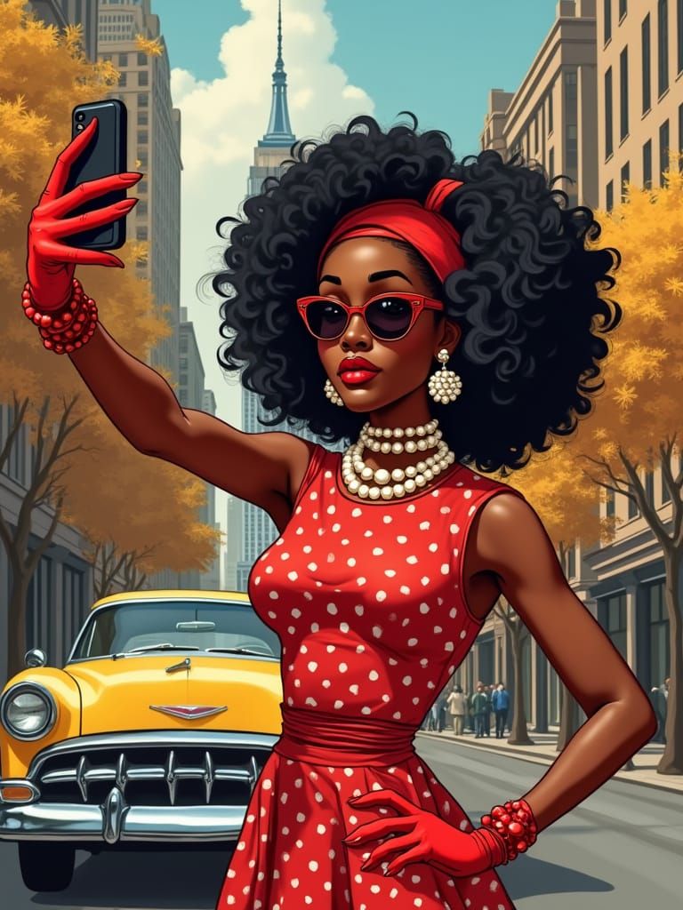 Glamorous Pop Art Woman in Retro New York City