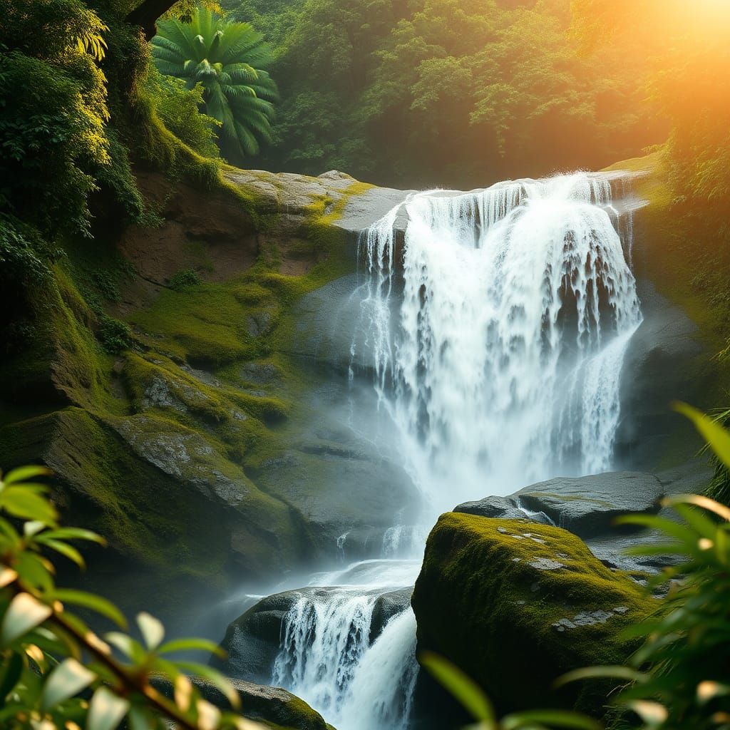 Nigerian Waterfall: A Serene Landscape Photograph