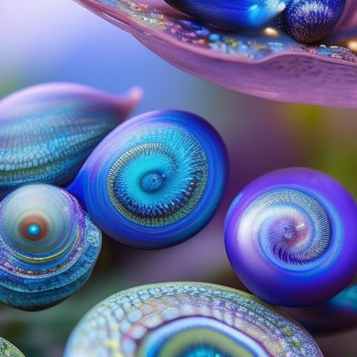 Bioluminescent Blue Snails in Hyperrealistic Style