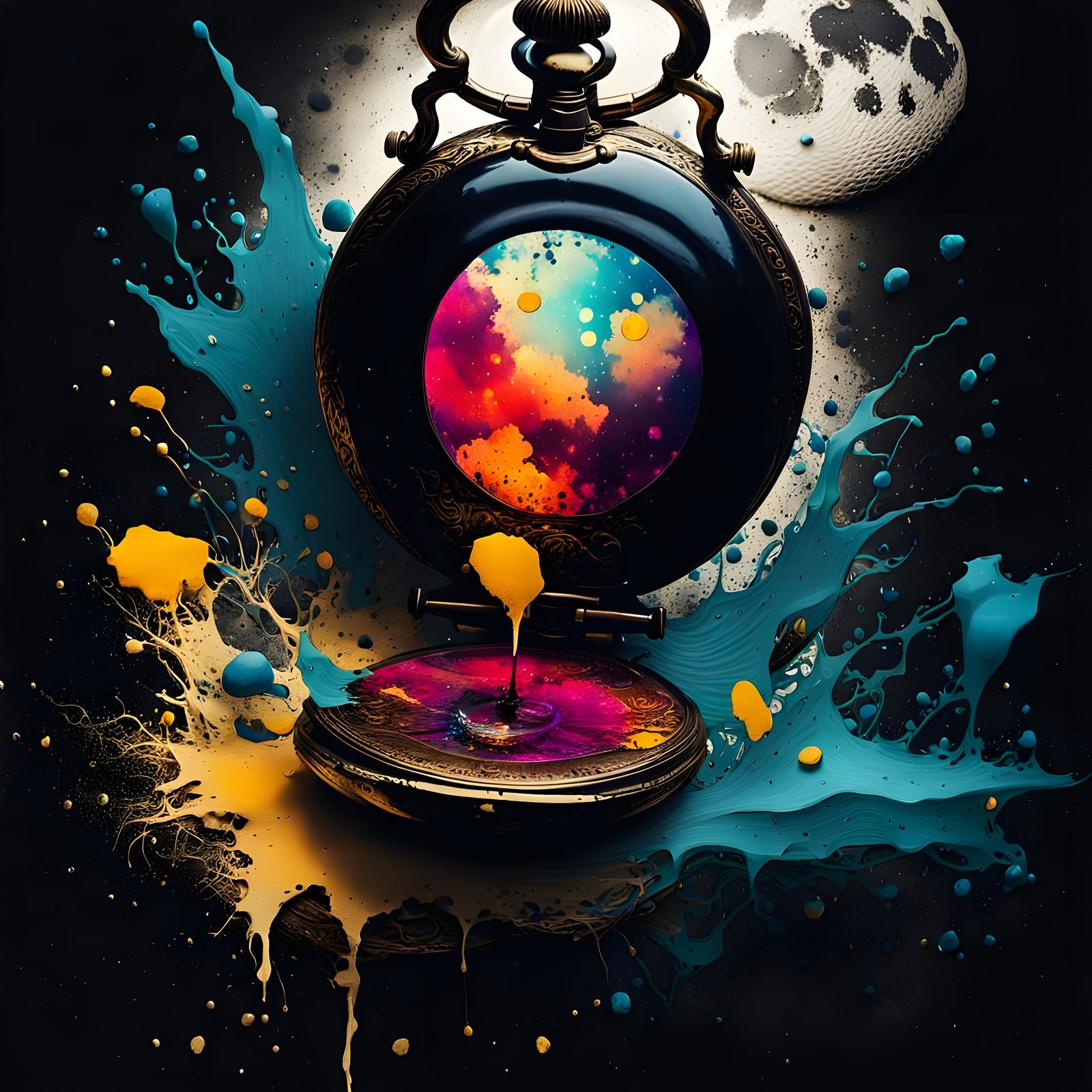 Colorful Ink Splatter Art in Surreal Grunge Style