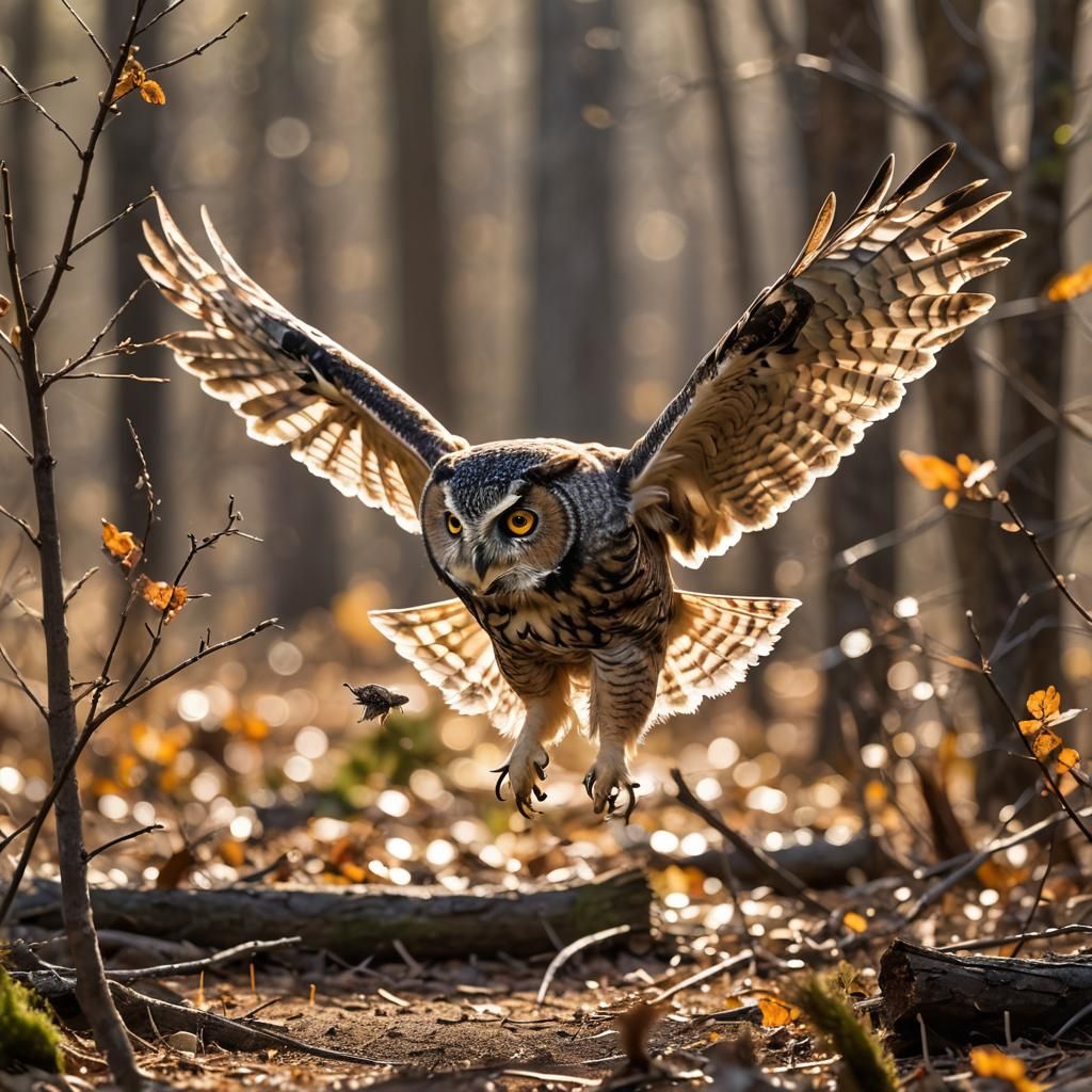 Owl Capturing Mouse in Dramatic Wildlife Photo