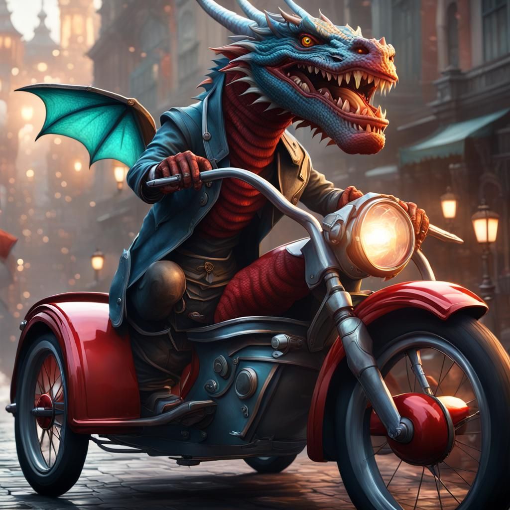 Dragon on Tricycle: Hyperdetailed Art Portrait