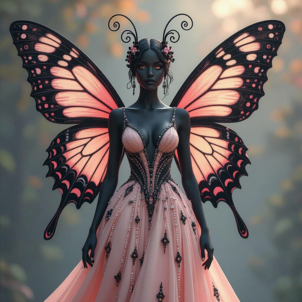 Beaded Butterfly Empress in Digital Matte Painting
