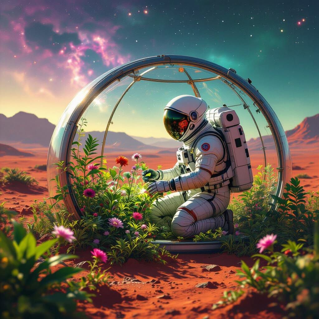 Astronaut's Alien Garden Oasis in Biodome