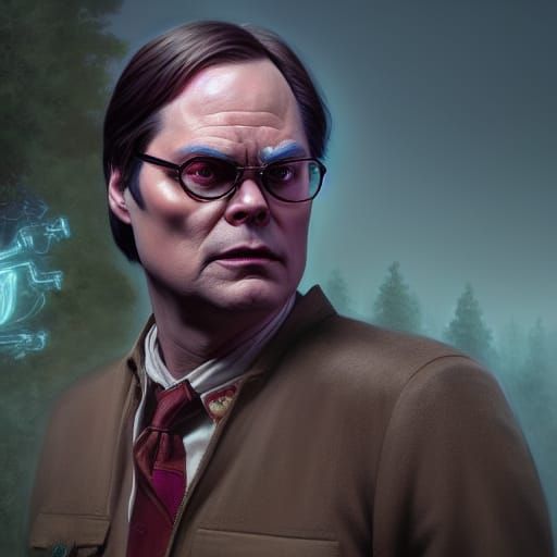 Hyperrealistic Portrait: Dwight Schrute as Ogre in Biopunk A...