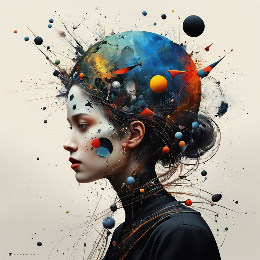 Surreal Abstract Metaphysical Painting in Miró & Bak Style