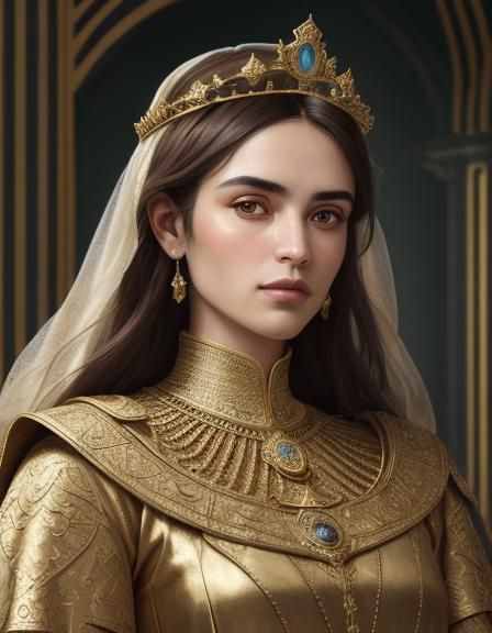 Regal Emperor Portrait in Pre-Raphaelite Style