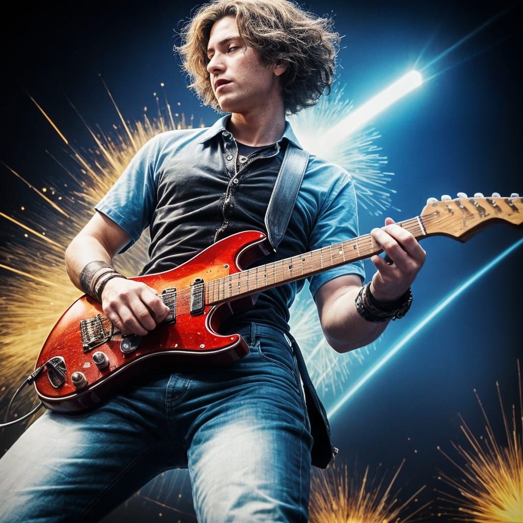 Musical Explosion with Electric Guitar