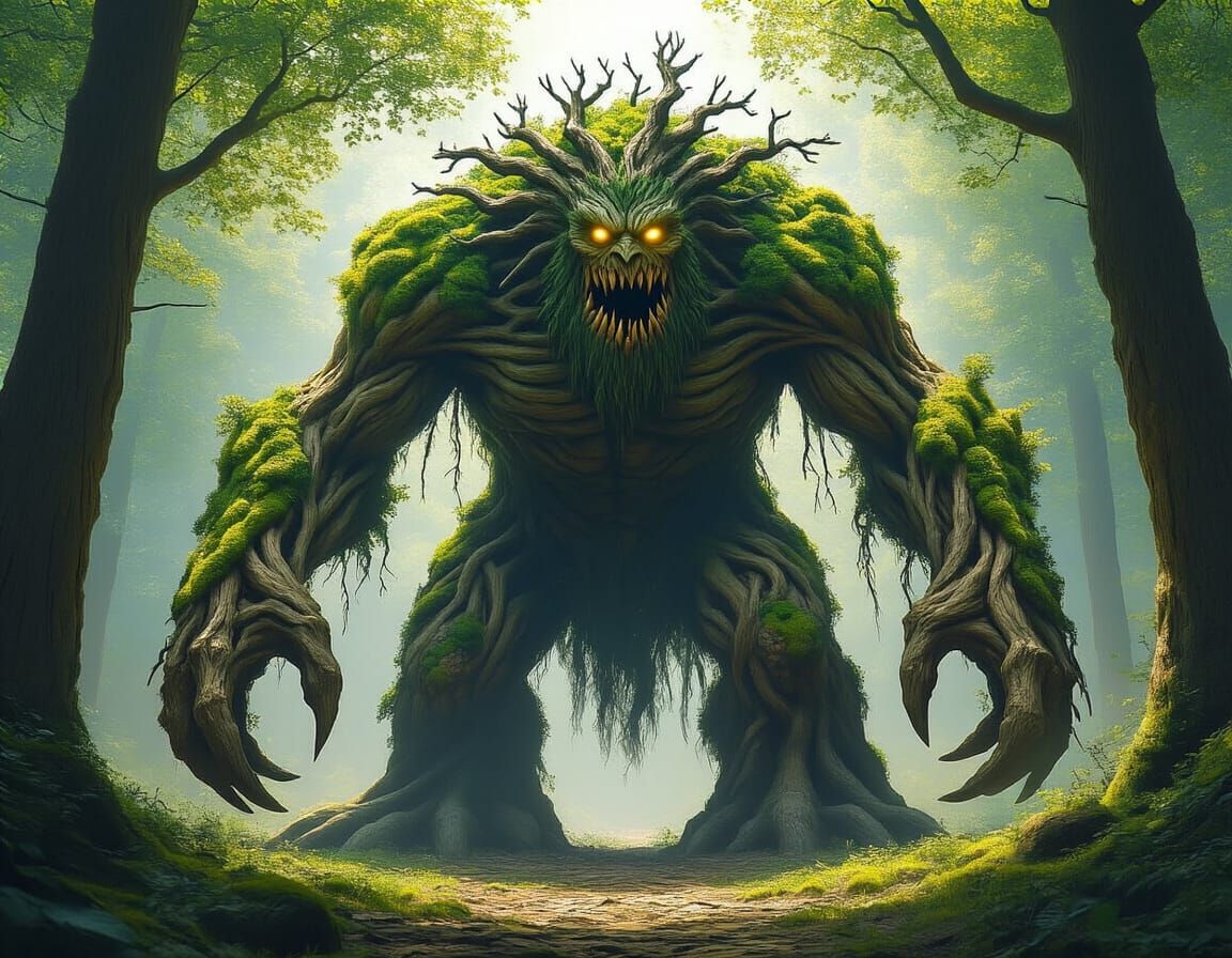 Colossal Moss Golem Forest Guardian in Sunlight