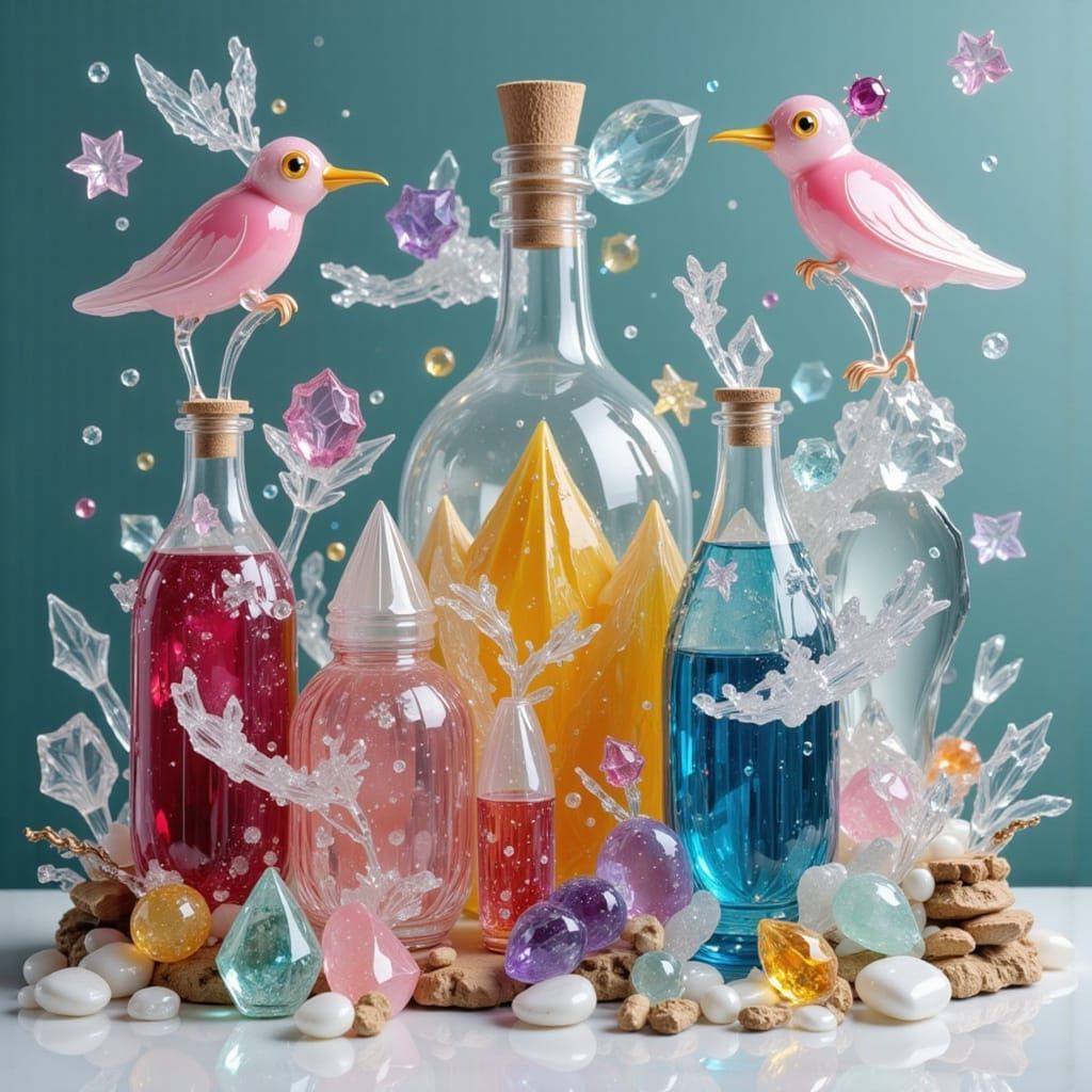 Rainbow Mountains in a Glass Vessel