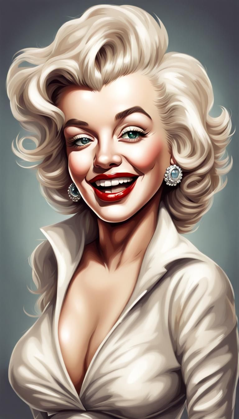 halloween Costume outfit, funny caricature of Marilyn Monroe, full body, smooth skin, attractive, big eyes, smiling, you...