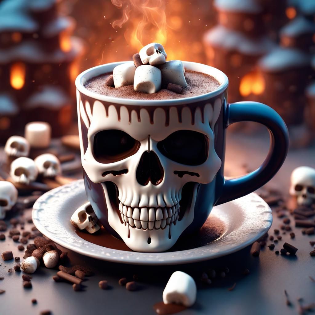 Skull Marshmallow Hot Chocolate: Fantasy Concept Art