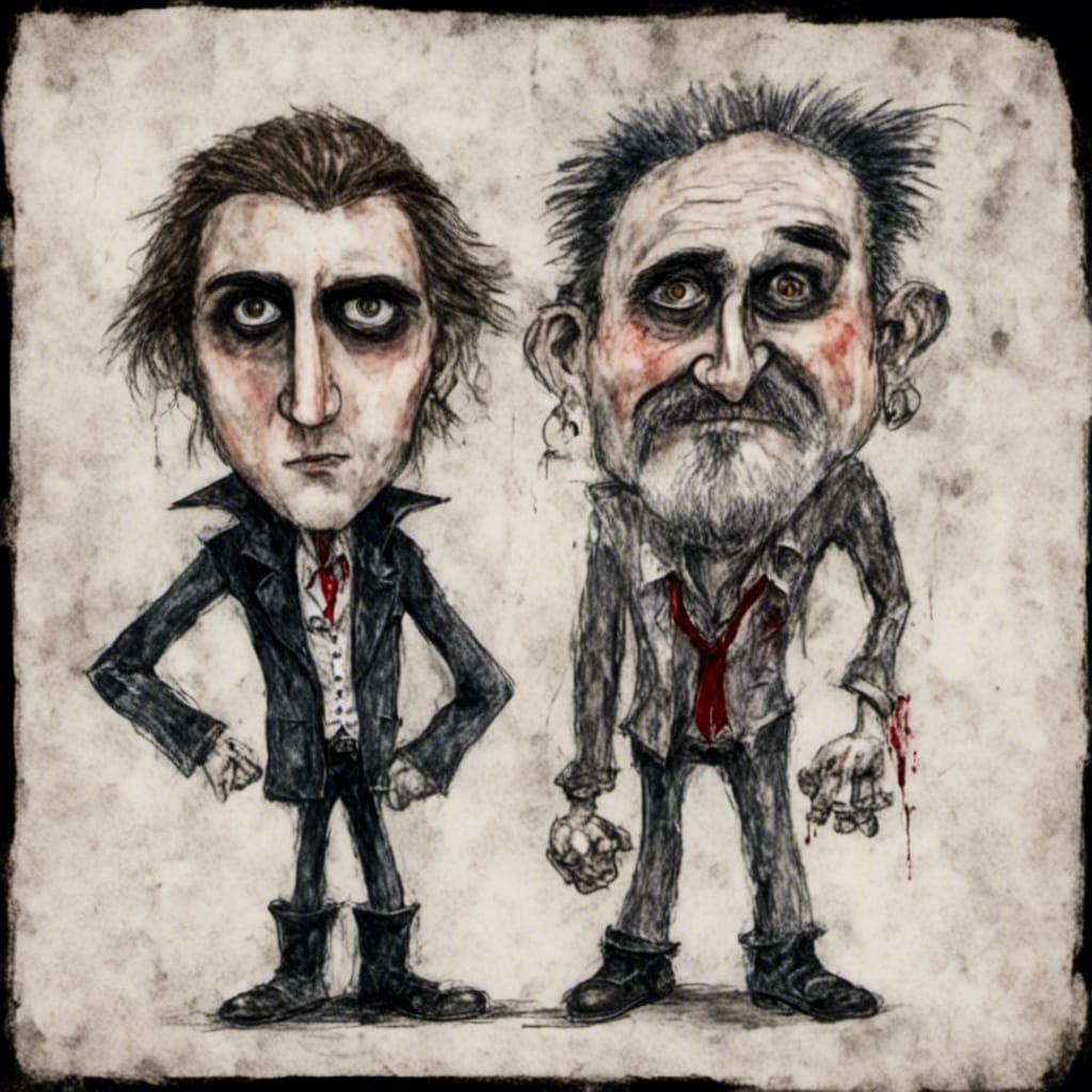 Two Punks in a Sinister Watercolor Night